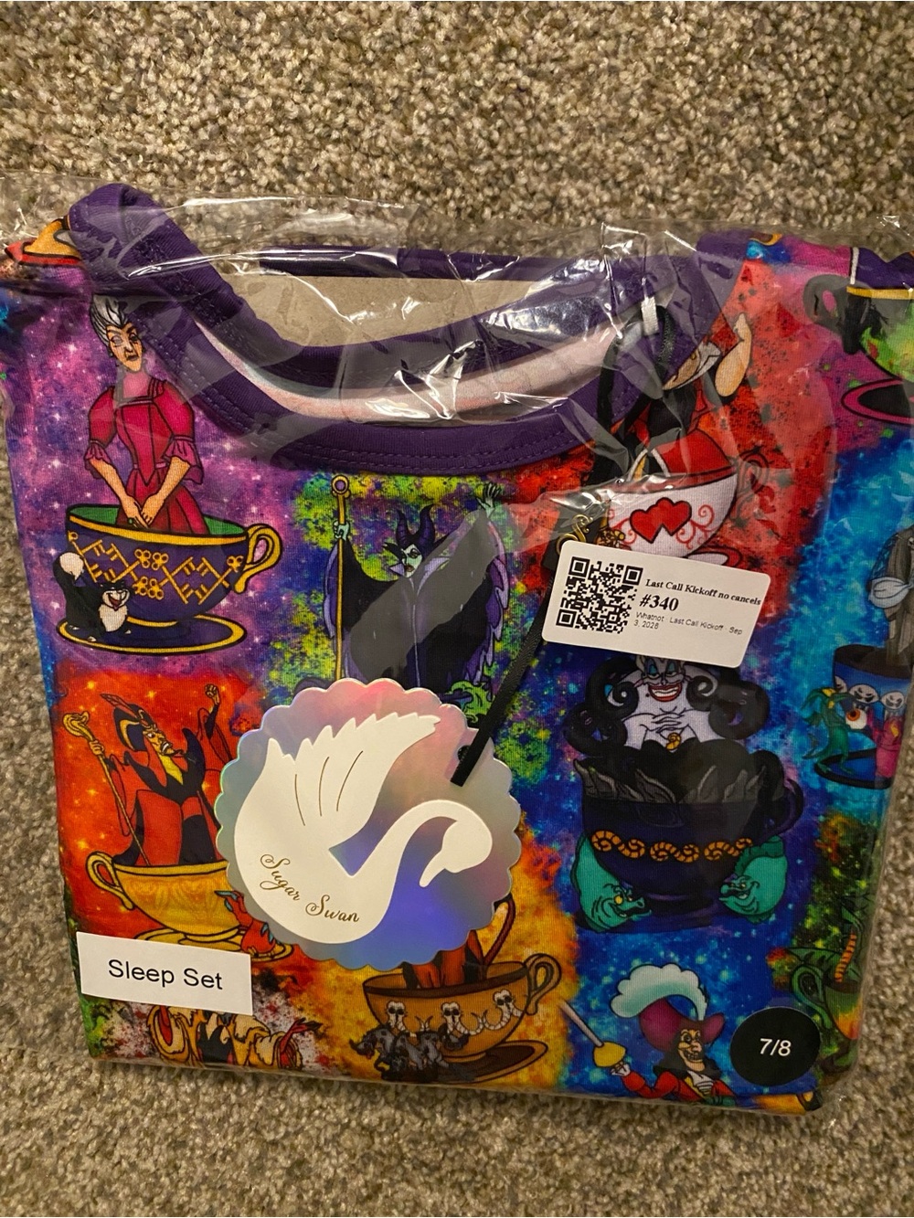 Kids Purple Villain-Themed Pajama Set by Sugar Swan - Size 7/8